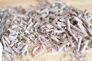 Chocolate shavings ready to be the nest.